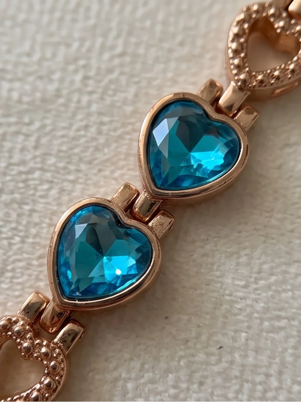 Rose Gold & Ocean Blue Heart Dress Watch (8 Inches)